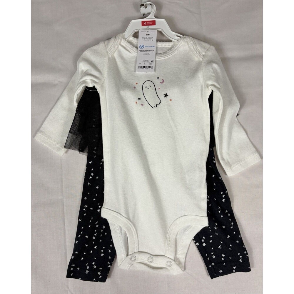 Carters Baby Girl 2 Piece Set Bodysuit Tutu Pants Ghost Halloween 6 Months NWT